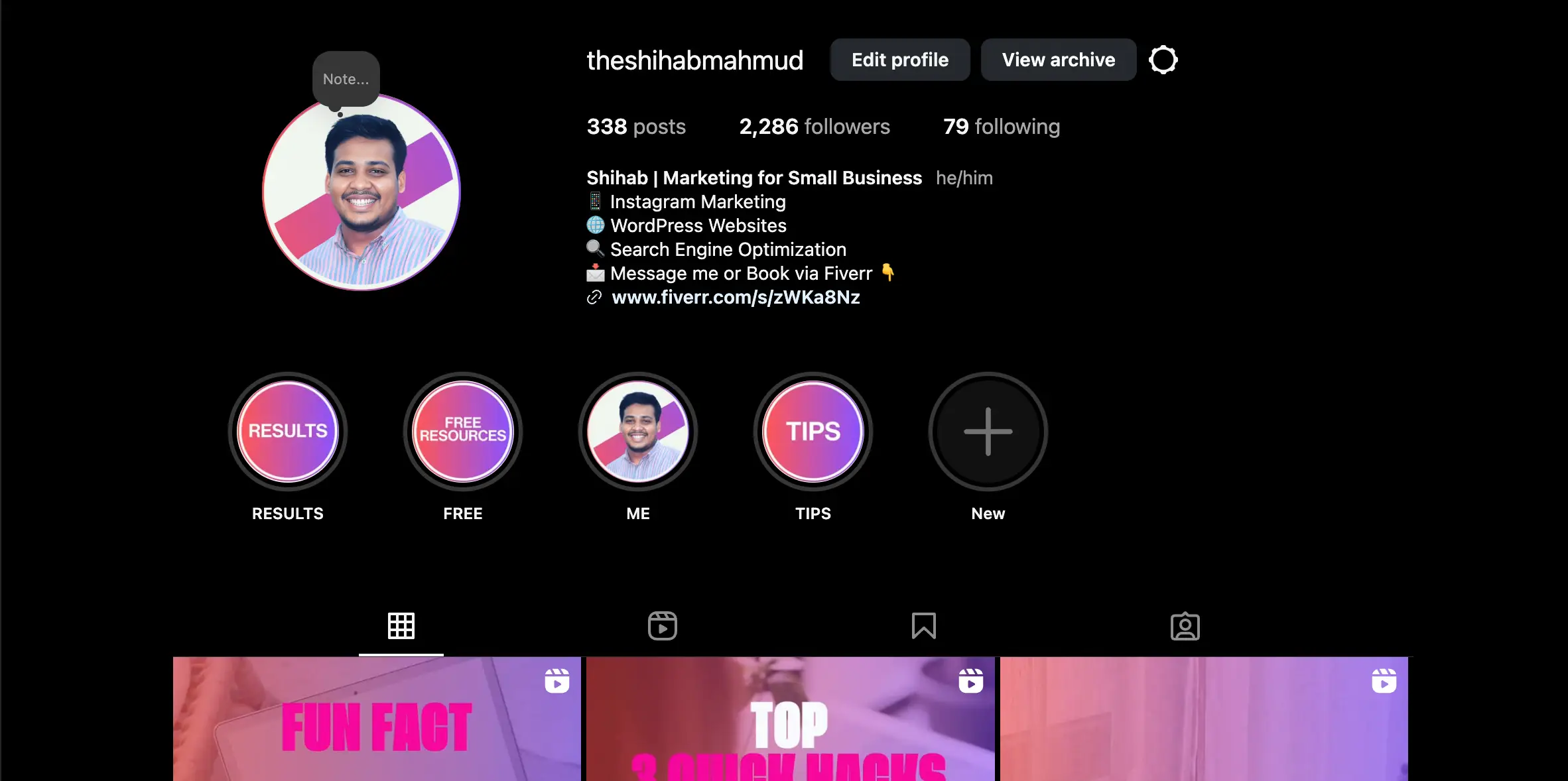 professional instagram profile